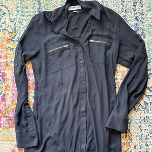 Express Black Portofino Shirt Dress Long Sleeve XS